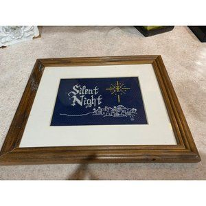 Vintage Jerusalem Holy Night Cross Stitch Matted Framed & Backed